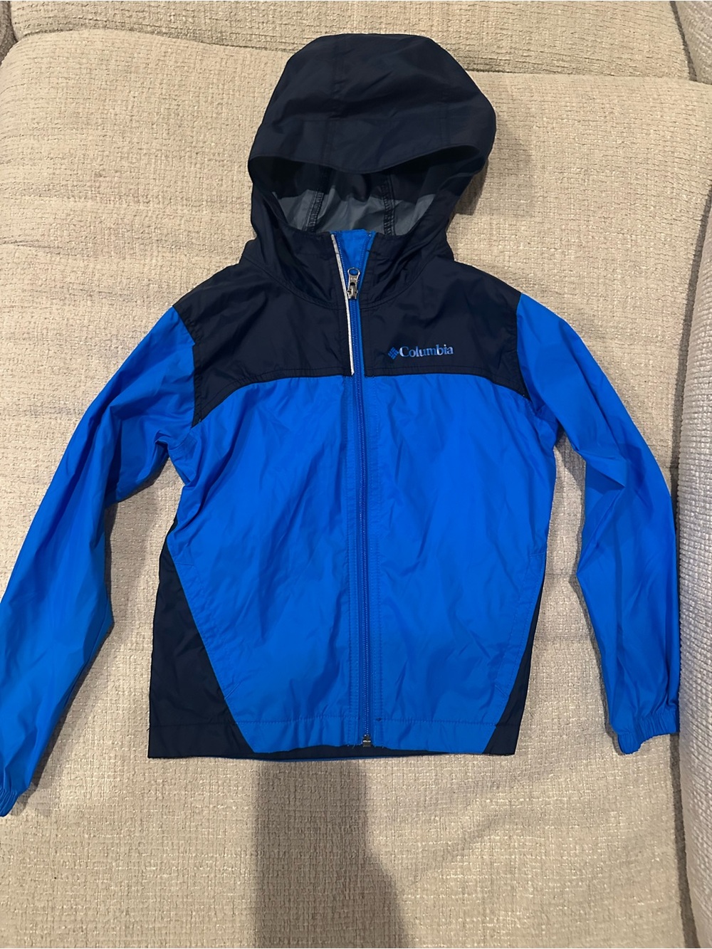 Columbia Kids' Blue Hooded Windbreaker Jacket size 6/7